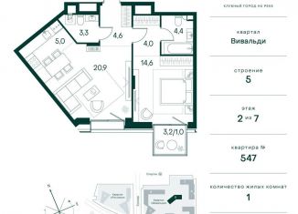 Продам 1-комнатную квартиру, 57.8 м2, Москва, район Покровское-Стрешнево