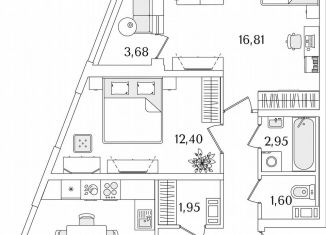 Продаю 2-комнатную квартиру, 56.5 м2, Санкт-Петербург, муниципальный округ Народный, Октябрьская набережная, 116