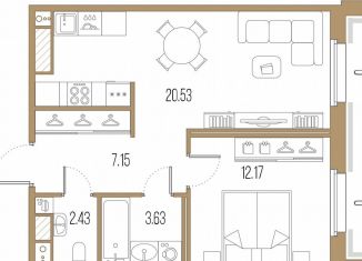 Продаю 1-комнатную квартиру, 45.9 м2, Санкт-Петербург, метро Выборгская, Малый Сампсониевский проспект, 2