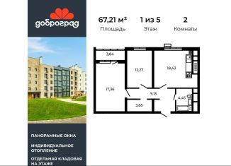 Продажа 2-комнатной квартиры, 67.2 м2, Владимирская область, улица Благополучия, 2к2