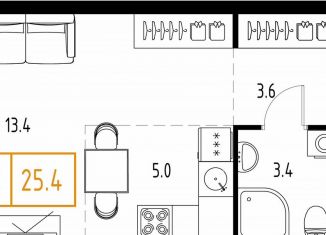 Продаю многокомнатную квартиру, 25.4 м2, рабочий посёлок Заречье