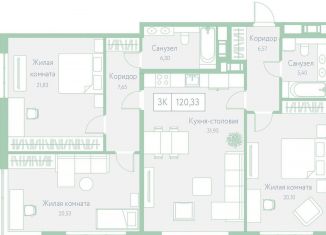 Продаю трехкомнатную квартиру, 120.3 м2, Хабаровский край, Доступный переулок, 14