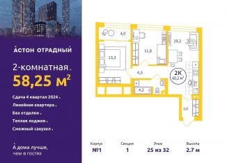 Продажа 2-комнатной квартиры, 58.3 м2, Екатеринбург, метро Геологическая, улица Репина, 111