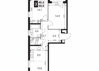 Продажа 2-комнатной квартиры, 68.8 м2, Москва, метро Черкизовская