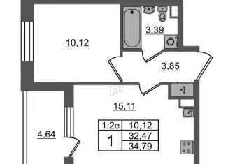 Продаю 1-комнатную квартиру, 34.8 м2, Санкт-Петербург, Пулковское шоссе, 95к3