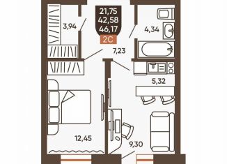 Продаю 2-ком. квартиру, 46.2 м2, Новосибирск, Новоуральская улица, 10