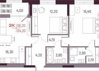 Продам двухкомнатную квартиру, 64.2 м2, Екатеринбург, метро Чкаловская