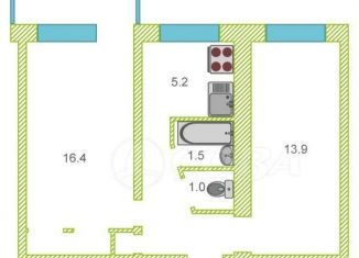 Продаю двухкомнатную квартиру, 43.6 м2, Тюмень, проезд Геологоразведчиков, 16, Ленинский округ