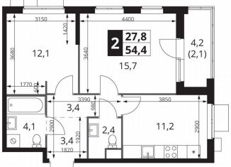 Продажа 2-комнатной квартиры, 54.4 м2, Москва, район Гольяново