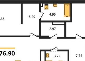 2-комнатная квартира на продажу, 76.9 м2, Калининград, Центральный район, улица Ломоносова, 52