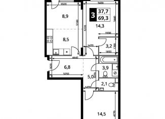 Продажа 2-комнатной квартиры, 69.3 м2, Химки