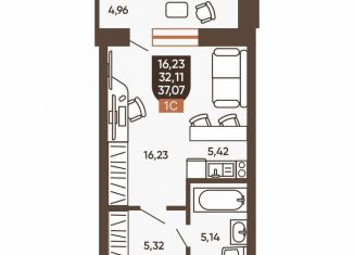 Продаю 1-комнатную квартиру, 37.1 м2, Новосибирск, Новоуральская улица, 10