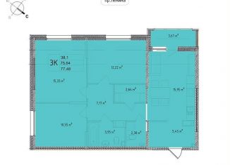 Продается 3-ком. квартира, 77.5 м2, Обнинск, улица Мира, 2