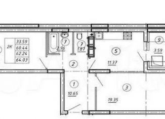 Продается двухкомнатная квартира, 64 м2, Самара, метро Юнгородок, Московское шоссе, 18-й километр, 53