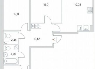 Продажа трехкомнатной квартиры, 79.7 м2, городской посёлок Янино-1