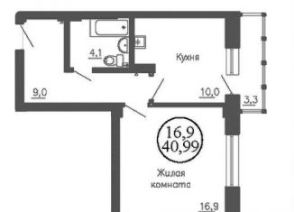 Однокомнатная квартира на продажу, 41 м2, Новосибирск, Дзержинский район