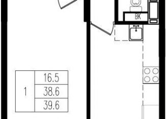 Продам 1-ком. квартиру, 39.6 м2, деревня Пирогово, ЖК Пироговская Ривьера, улица Ильинского, 8