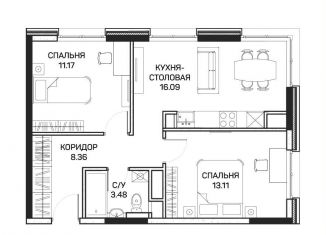 Двухкомнатная квартира на продажу, 52.4 м2, Москва, улица Корнейчука, 27, метро Медведково