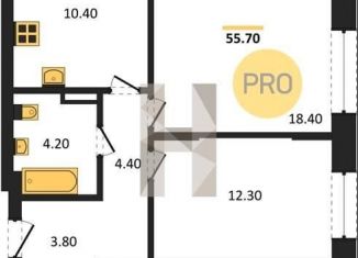 Продается 2-комнатная квартира, 55.7 м2, Новосибирск