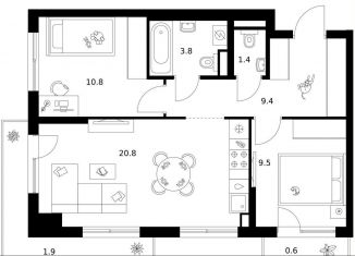 Продам 2-ком. квартиру, 58.2 м2, Москва, район Очаково-Матвеевское