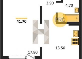 Однокомнатная квартира на продажу, 41.6 м2, Новосибирск, улица Николая Островского, 195/6, Дзержинский район