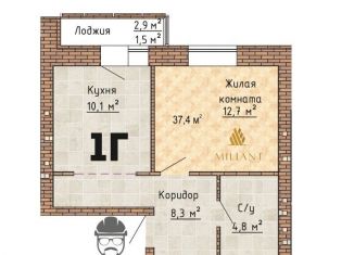 Продаю однокомнатную квартиру, 37.8 м2, Тольятти