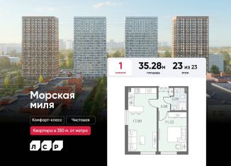 Продам 1-комнатную квартиру, 35.3 м2, Санкт-Петербург, муниципальный округ Юго-Запад