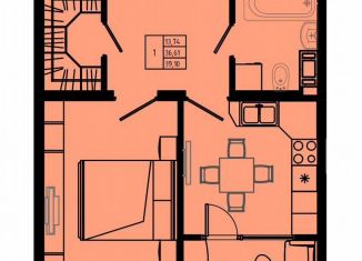 Продается 1-комнатная квартира, 39.1 м2, Коммунар, Железнодорожная улица, 41к2