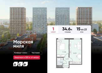 Продается 1-комнатная квартира, 34.6 м2, Санкт-Петербург, муниципальный округ Юго-Запад