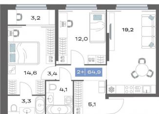 Продаю 2-комнатную квартиру, 64.9 м2, Екатеринбург