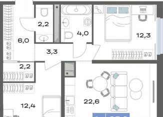 Продажа 2-ком. квартиры, 65 м2, Екатеринбург, метро Чкаловская, улица Академика Парина, 11с1