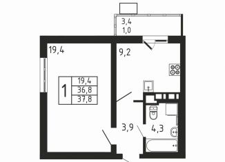 Продается однокомнатная квартира, 37.8 м2, деревня Пирогово, ЖК Пироговская Ривьера