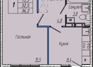 Продам однокомнатную квартиру, 36.2 м2, Кемерово, Центральный район, Притомский проспект, 30Б