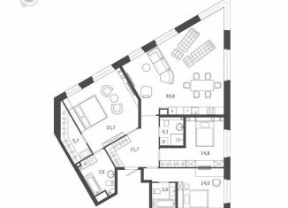 Трехкомнатная квартира на продажу, 129.4 м2, Санкт-Петербург, улица Профессора Попова, 47, метро Чкаловская