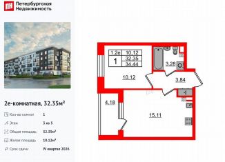 Продажа однокомнатной квартиры, 32.4 м2, Санкт-Петербург, муниципальный округ Пулковский Меридиан