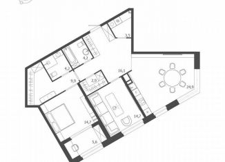 Продается двухкомнатная квартира, 97.9 м2, Санкт-Петербург, улица Профессора Попова, 47, метро Чкаловская