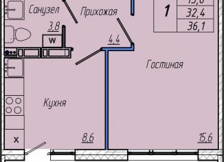 Продаю однокомнатную квартиру, 36.1 м2, Кемерово, Центральный район, Притомский проспект, 30А