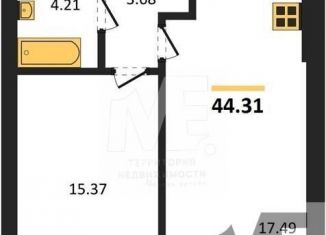 Продается 1-ком. квартира, 44.3 м2, Пионерский