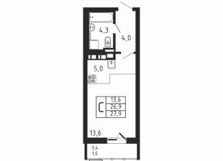 Продаю квартиру студию, 27.9 м2, деревня Пирогово, ЖК Пироговская Ривьера