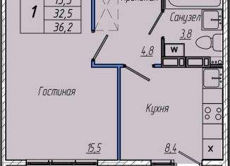 1-ком. квартира на продажу, 36.2 м2, Кемерово, Притомский проспект, 30Б, Центральный район