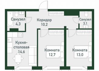 Продажа 2-ком. квартиры, 58.6 м2, Челябинская область, Спортивная улица