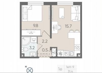 Продается 1-комнатная квартира, 31.4 м2, Санкт-Петербург, Красногвардейский район