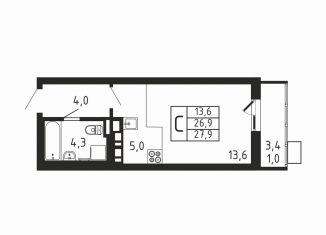 Продам квартиру студию, 27.9 м2, деревня Пирогово, ЖК Пироговская Ривьера