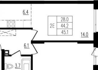 Продаю 1-ком. квартиру, 45.2 м2, деревня Пирогово, ЖК Пироговская Ривьера, улица Ильинского, 8