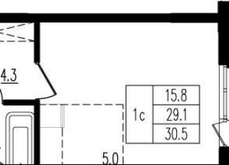 Продаю квартиру студию, 30.7 м2, деревня Пирогово, улица Ильинского, 8