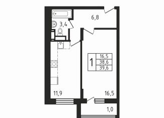 Продаю 1-ком. квартиру, 39.6 м2, деревня Пирогово, ЖК Пироговская Ривьера, улица Ильинского, 8к1