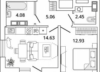 1-комнатная квартира на продажу, 40.9 м2, Санкт-Петербург, метро Лесная