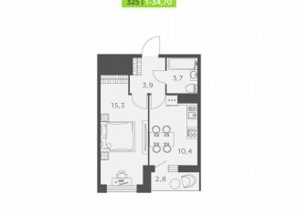 Однокомнатная квартира на продажу, 34.7 м2, Санкт-Петербург, Русановская улица, 20к1, Невский район