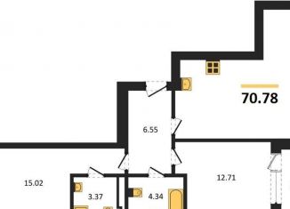 Продается 2-комнатная квартира, 70.8 м2, Пионерский