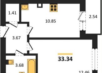 Продается однокомнатная квартира, 33.3 м2, Калининград, Московский район